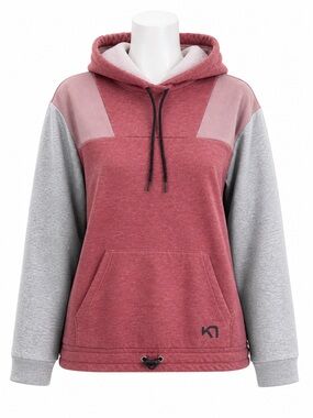 Size L Kari Traa Women’s Hau Long Sleeve Hoodie Sweatshirt Petal Pink Grey